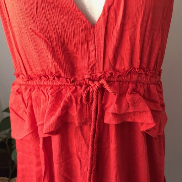 SEED Red V Neck Backless Style Boho Dress Size 12 New w Tags $99 - Picture 4 of 10